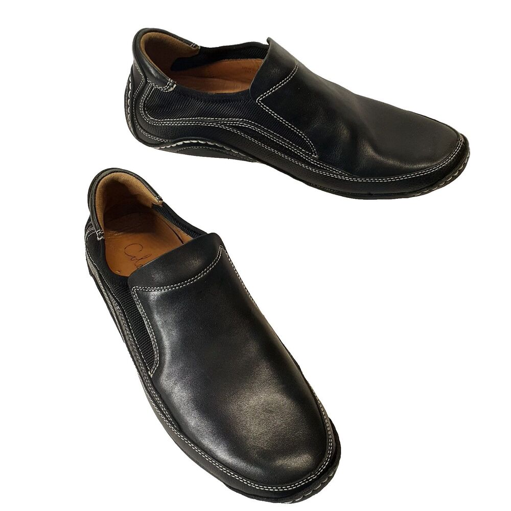COLE HAAN NikeAir Infinity Men's Sz 8.5 Black Leather Slip-On Comfort Shoes